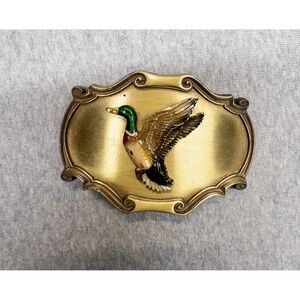Vtg 1979 Raintree Mallard Duck Gold Tone Belt Buckle 3" X 2.25